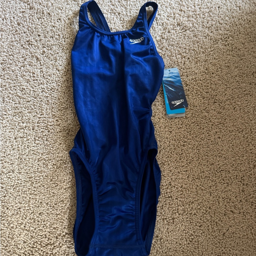 NWT Speedo Girl’s Aquablade Youth Recordbreaker One Piece- Navy size 26